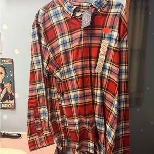 St. John's Bay Red and Blue Plaid Flannel Shirt